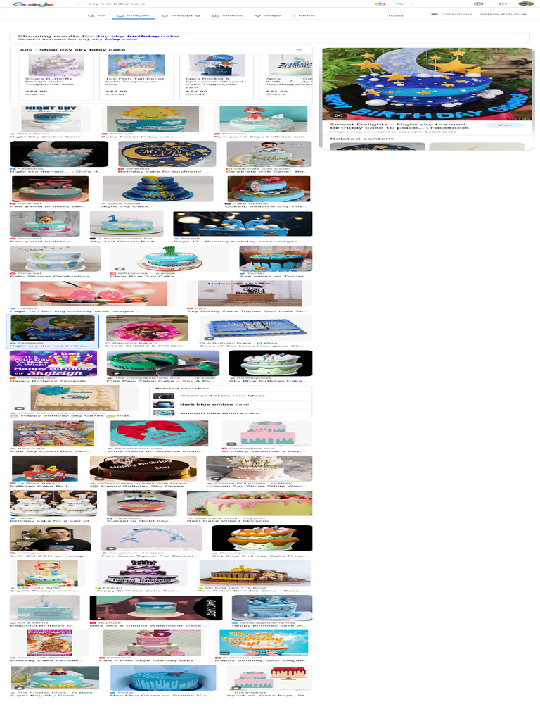 Day Sky Bday Cake - Google Search | PDF | Cakes | Desserts