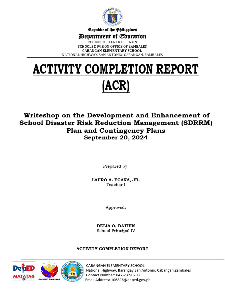 SDRRM Plan Writeshop Report 2024 | PDF | Risk Management | Disaster ...