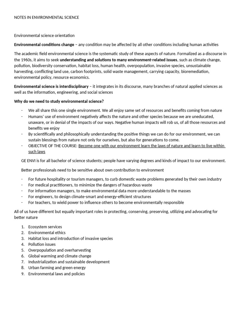 Understanding Environmental Science Basics | PDF | Natural Environment ...