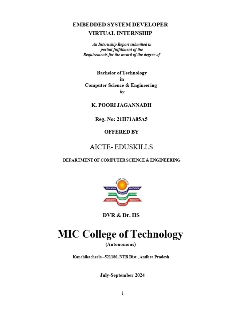Embedded Systems Virtual Internship Report | PDF | Inductor | Capacitor