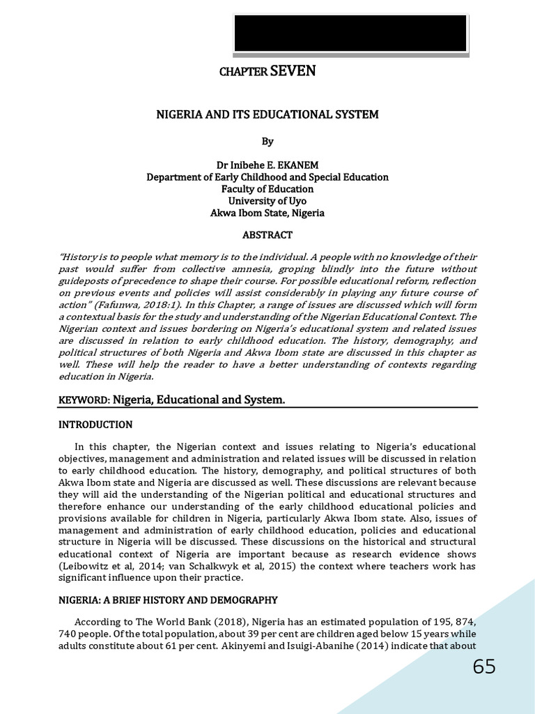 History of Early Childhood Education in Nigeria | PDF | Nigeria | Literacy