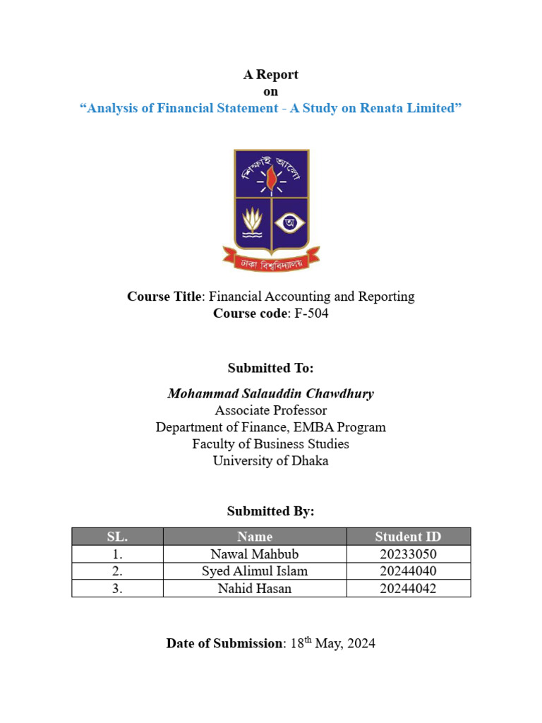 F-504 Assignment - Renata Limited | PDF | Fair Value | Depreciation