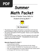 Entering Math 7 Summer Packet