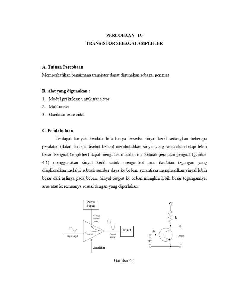 Transistor Sebagai Amplifier | PDF