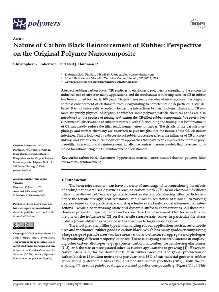 Nature of Carbon Black Reinforcement of Rubber Per | PDF | Deformation ...