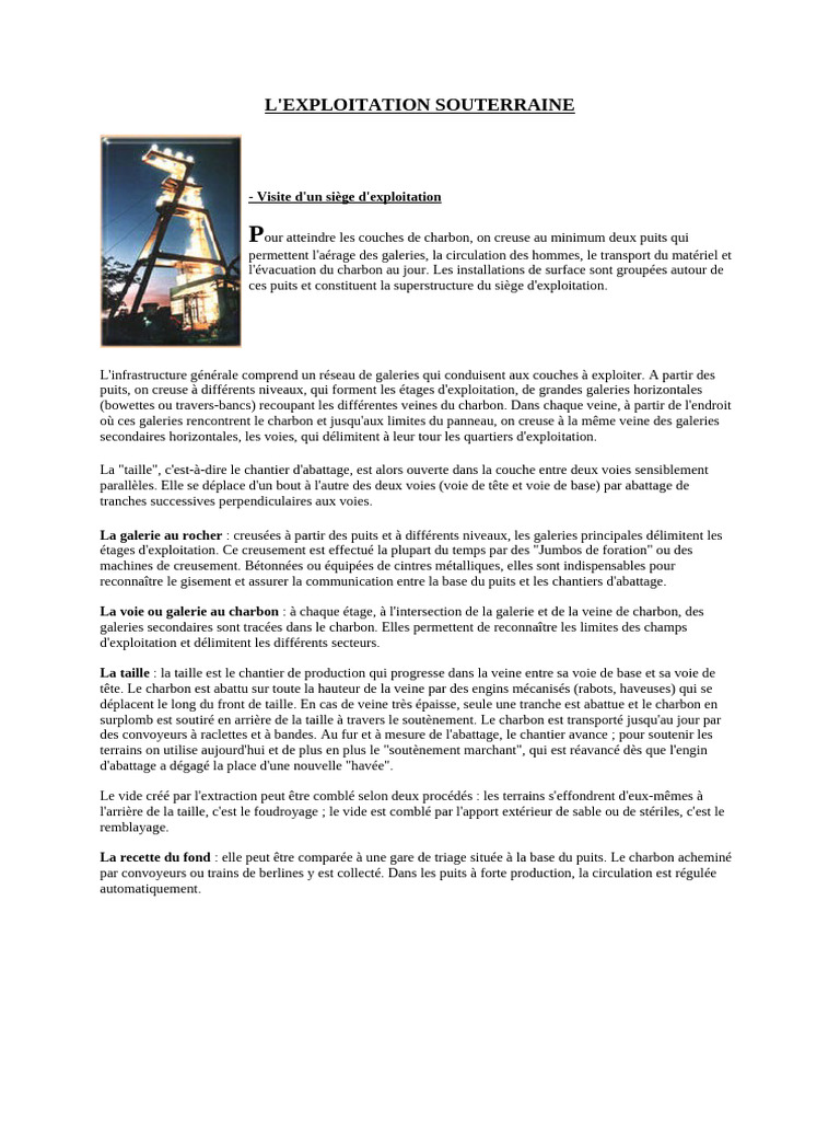 Techniques d'exploitation minière modernes | PDF | Exploitation minière