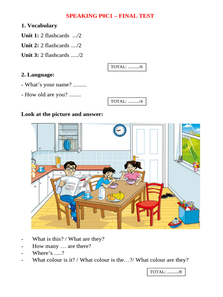 Speaking P0C1 - Final Test | PDF | Learning | Learning Methods