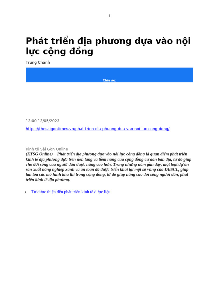 Phat Trien Dia Phuong Dua Vao Noi Luc | PDF