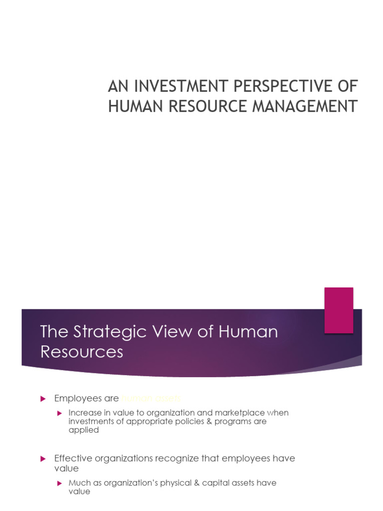 Chapter 3 An Investment Perspective of Human Resource Management Mid ...