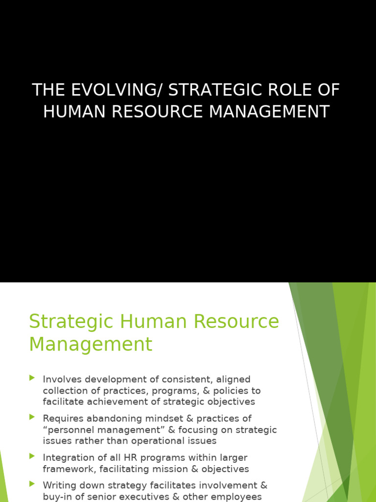 Chapter 5 The Evolving or Strategic Role of Human Resource Management ...