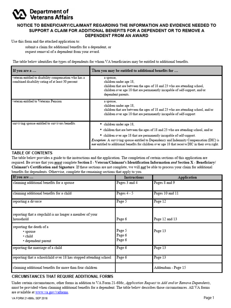Dependent Benefits Claim Instructions | PDF | United States Department ...