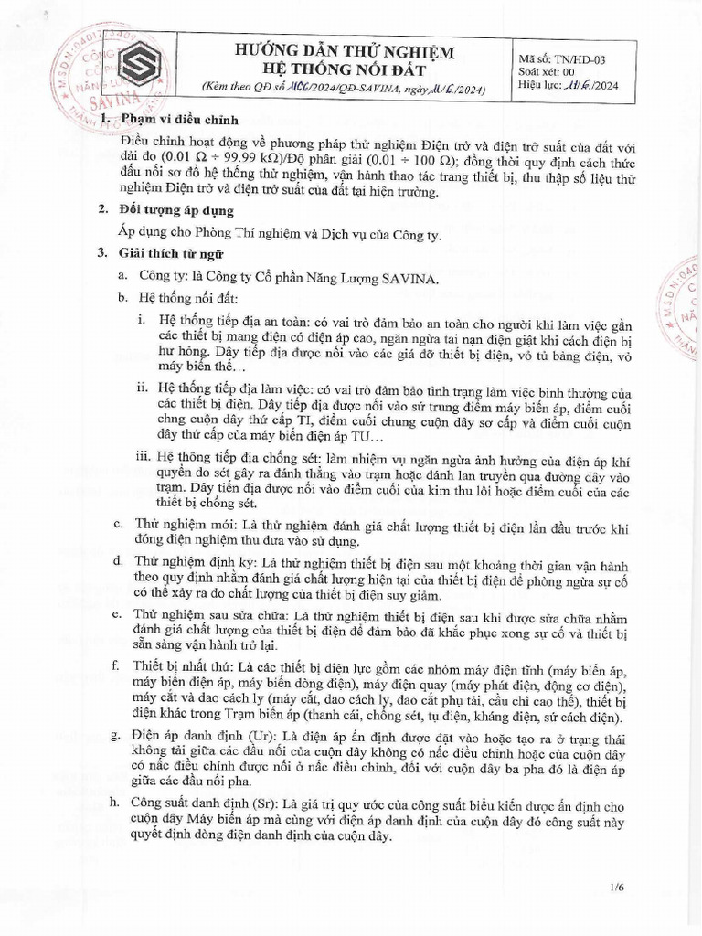 TN - hd-03. Huong Dan Thu Nghiem He Thong Noi Dat | PDF