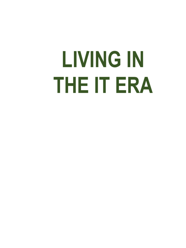 Living in The IT ERA | PDF | Educational Technology | Information And  Communications Technology