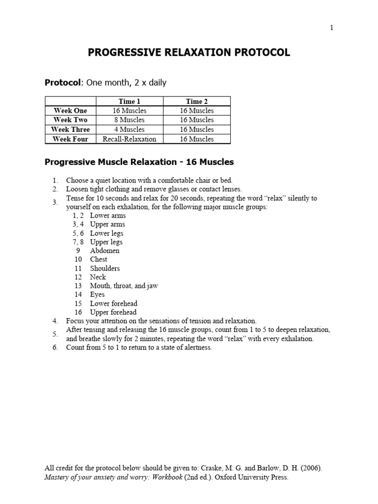 Outline For Progressive Muscle | PDF | Relaxation (Psychology) | Hand