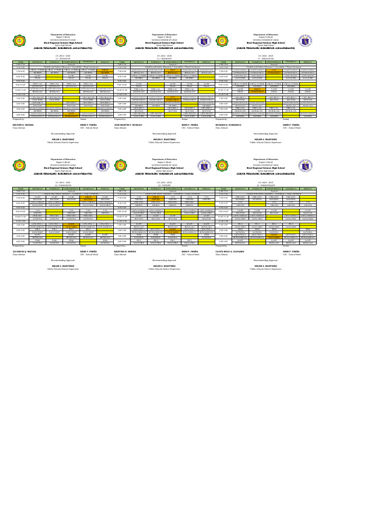 First Semester Class Schedule 2024-2025 | PDF | Engineering | Science ...