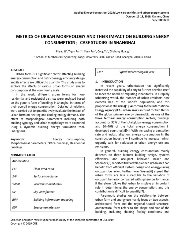 Metrics of Urban Morphology and Their Impact On Building Energy ...