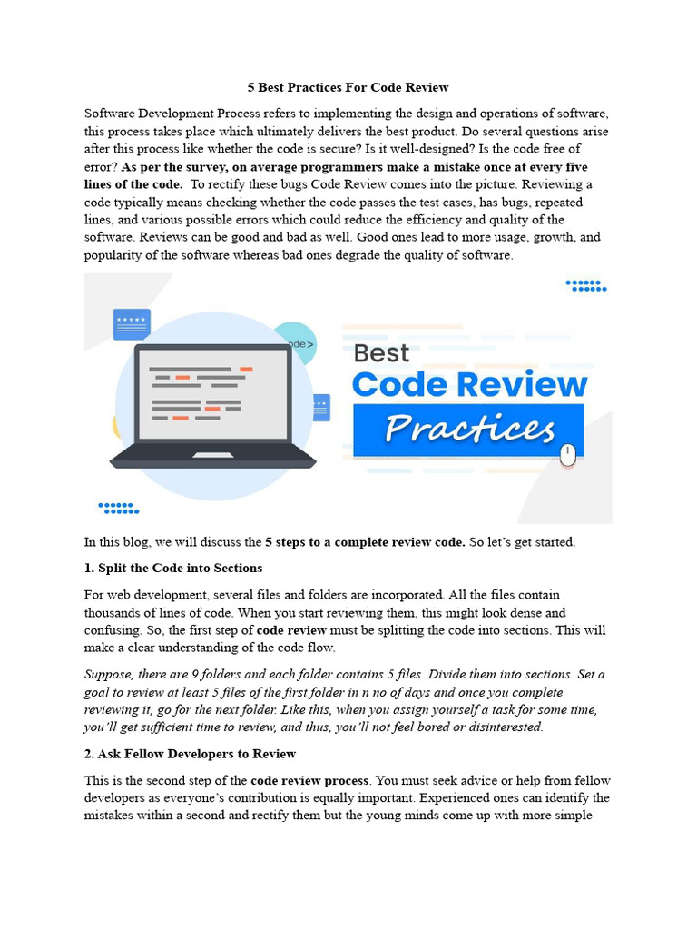 5 Best Practices For Code Review | PDF | Software | Software Bug