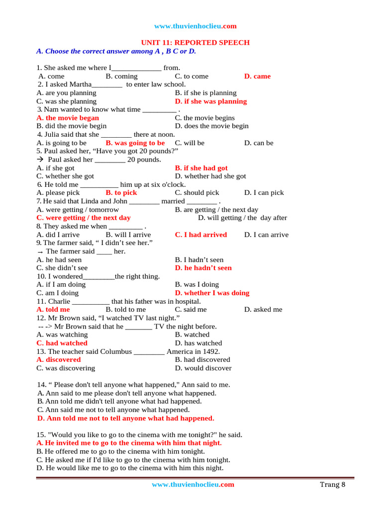 Reported Speech Practice Exercises | PDF | Mystery, Thriller & Crime ...