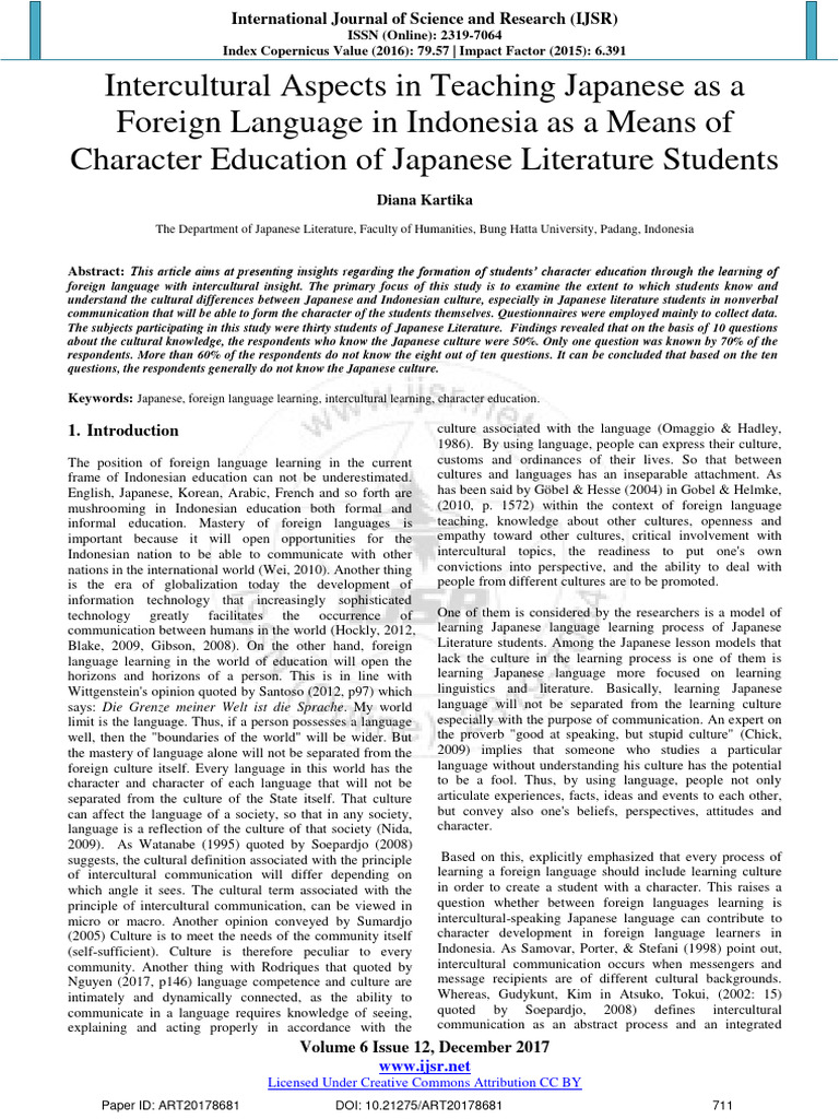 Intercultural Aspects in Teaching Japane | PDF | Cross Cultural ...
