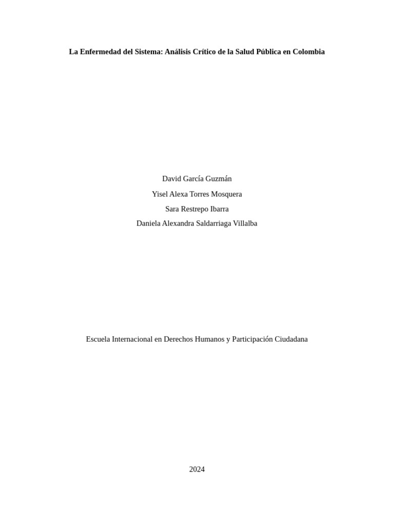 Crisis de Salud en Colombia | PDF | Corrupción política | Hospital