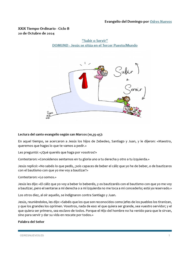 Odres Nuevos Evangelio Domingo 20 de Octubre de 2024 - XXIX Del To ...