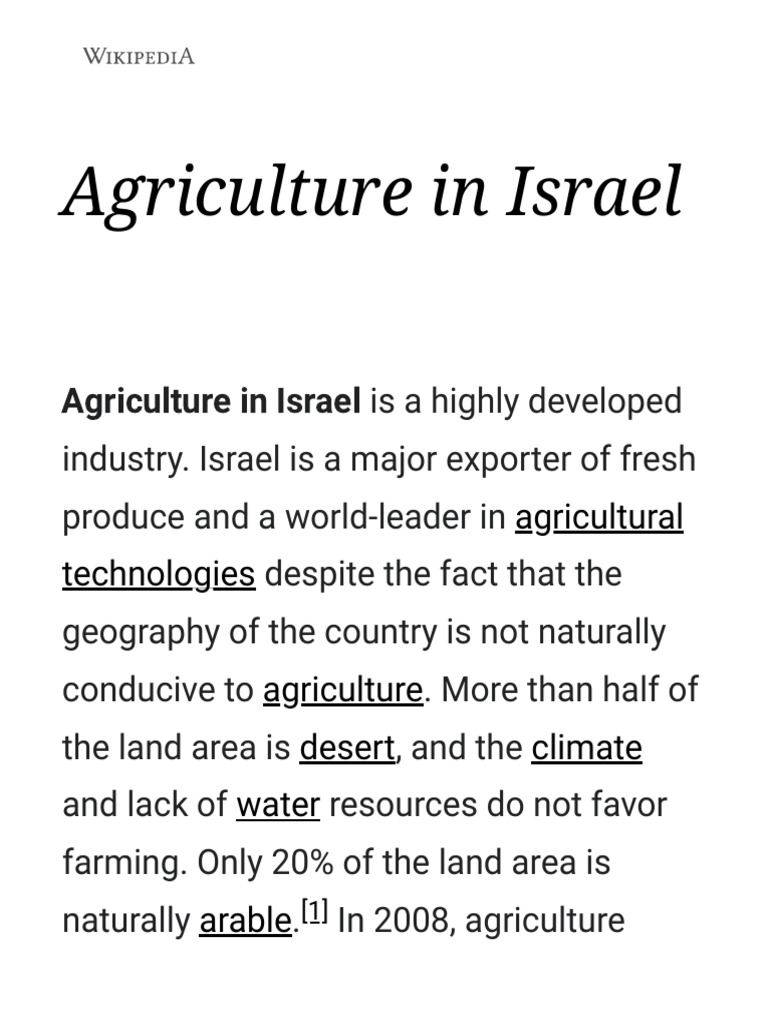Agriculture in Israel - Wikipedia | PDF | Agriculture