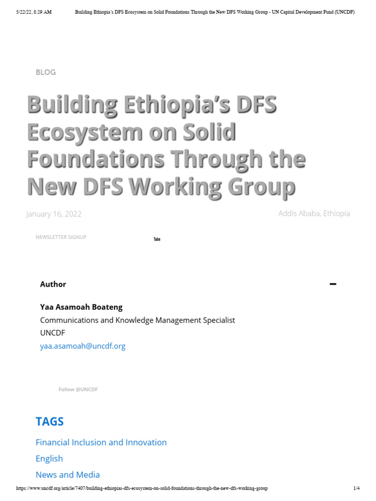 Building Ethiopia's DFS Ecosystem On Solid Foundations Through The New ...