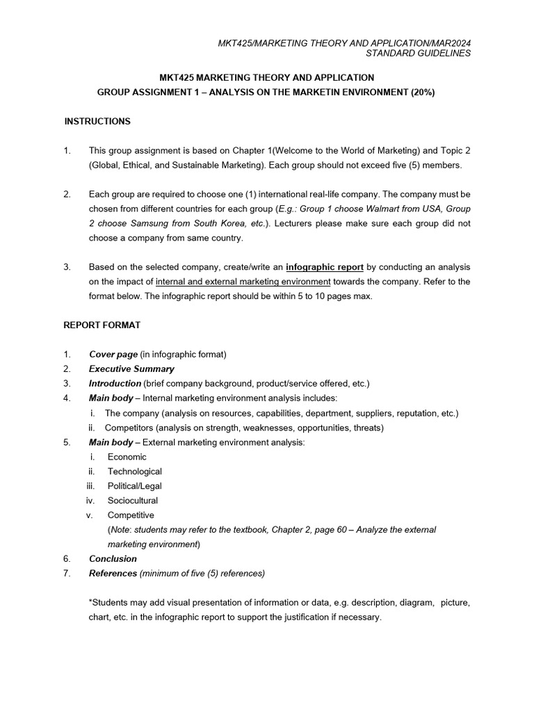 MKT425 Group Assignment 1 Guidelines | PDF | Marketing | Human ...