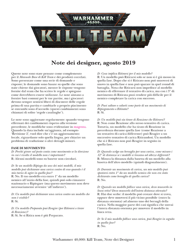 Kill - Team Note Designer | PDF