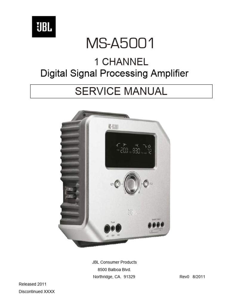 JBL MS-A5001 Amplifier Service Manual | PDF | Information And