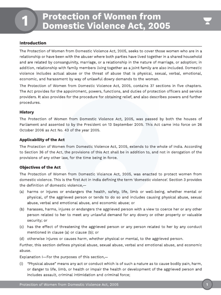 Protection of Women From Domestic Violence Act | PDF