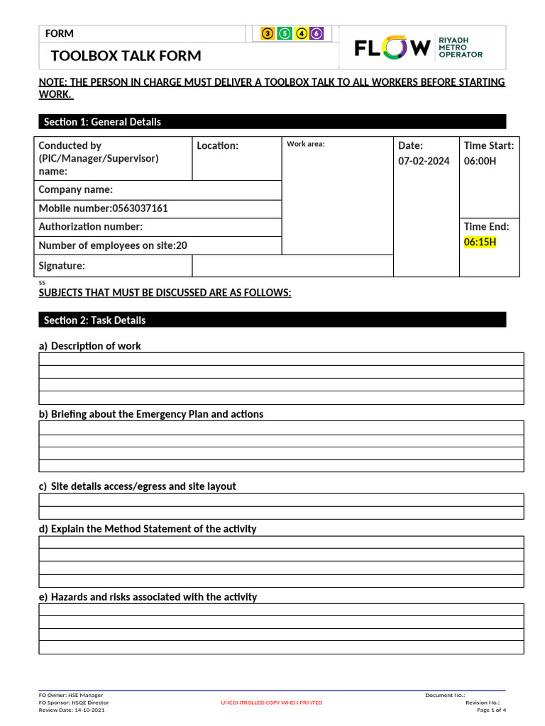TBT FORM | PDF | Occupational Safety And Health | Safety