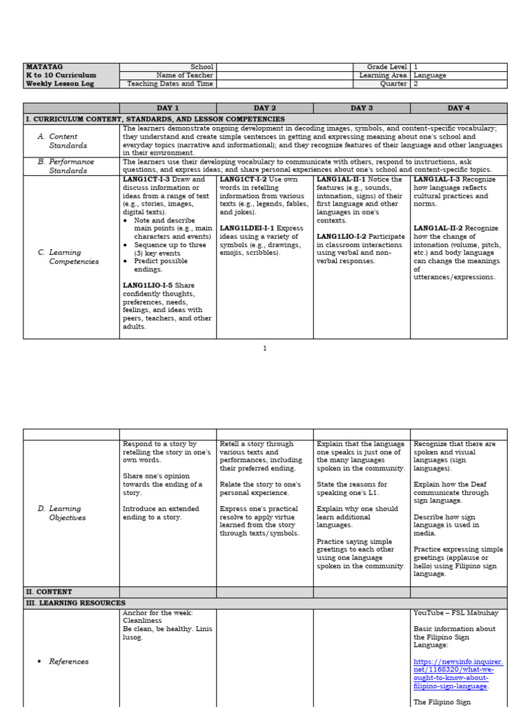 Matatag K to 10 Curriculum Pilot Guide | PDF | Vocabulary | Curriculum