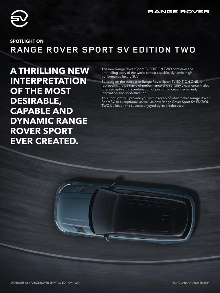 Spotlight On Range Rover Sport SV EDITION TWO | PDF | Off Road Vehicles ...
