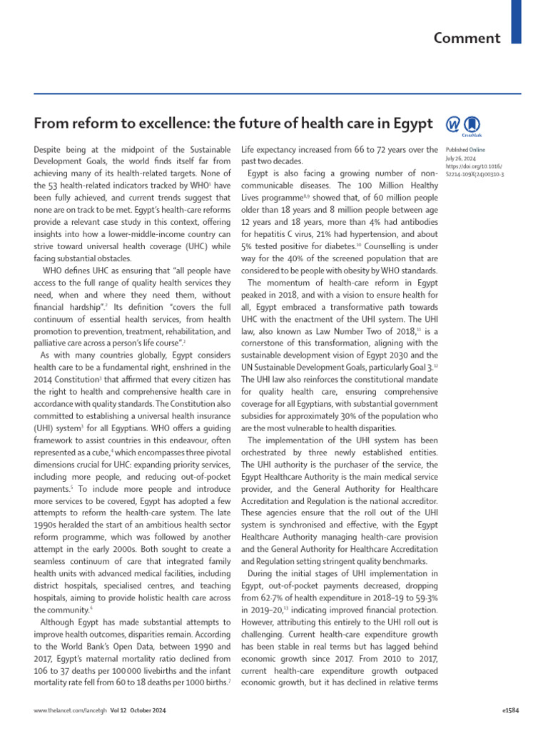 Egypt's Universal Health Insurance Reform | PDF | Health Care ...
