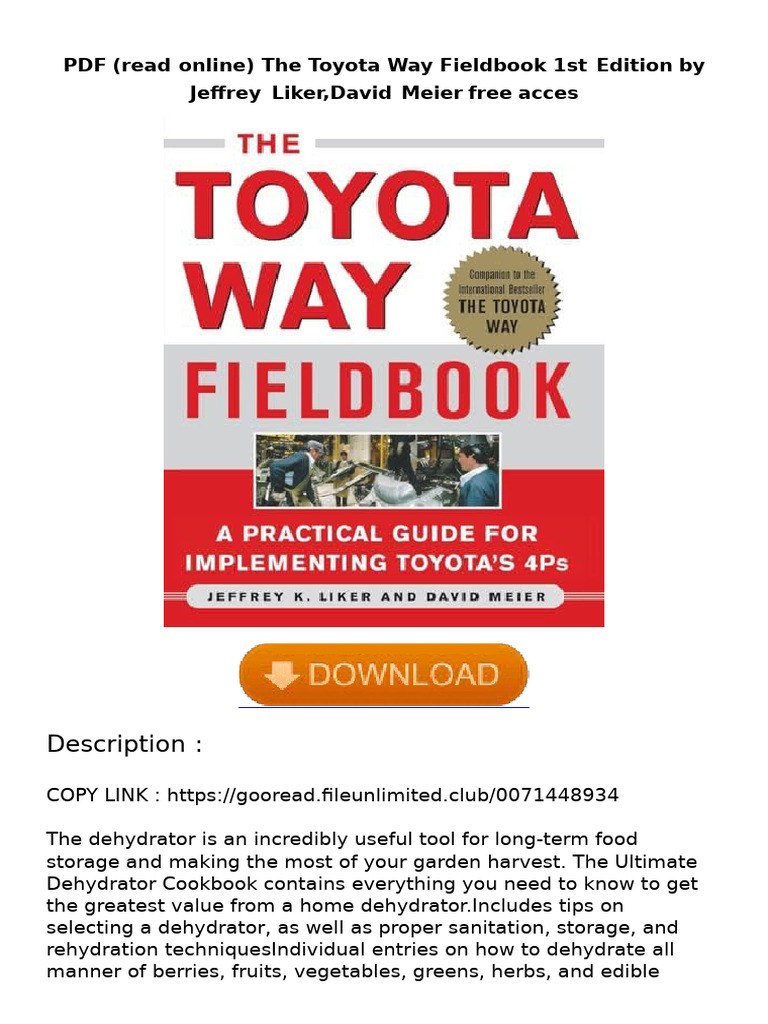 The Toyota Way Fieldbook 1st Edition | PDF