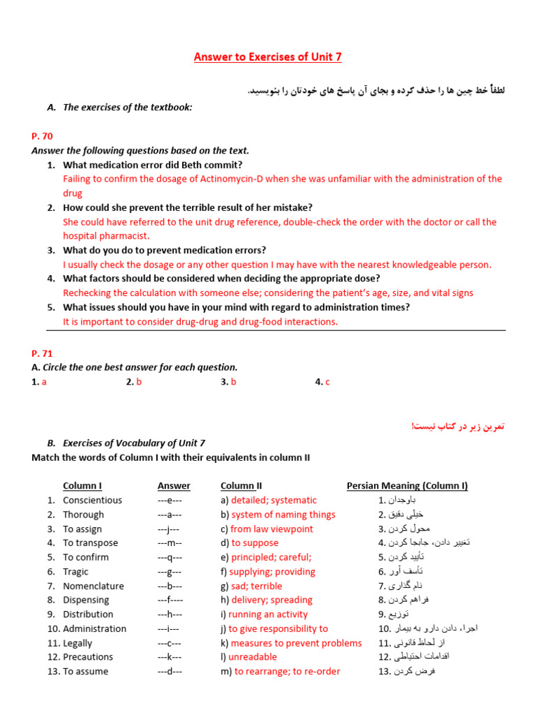 Answer To Task 7 Unit 7 | PDF | Dose (Biochemistry) | Chemistry