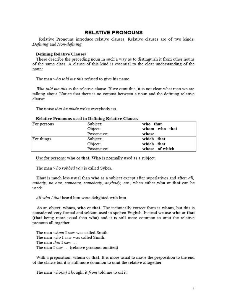 Understanding Relative Pronouns | PDF | Language Mechanics | Linguistics
