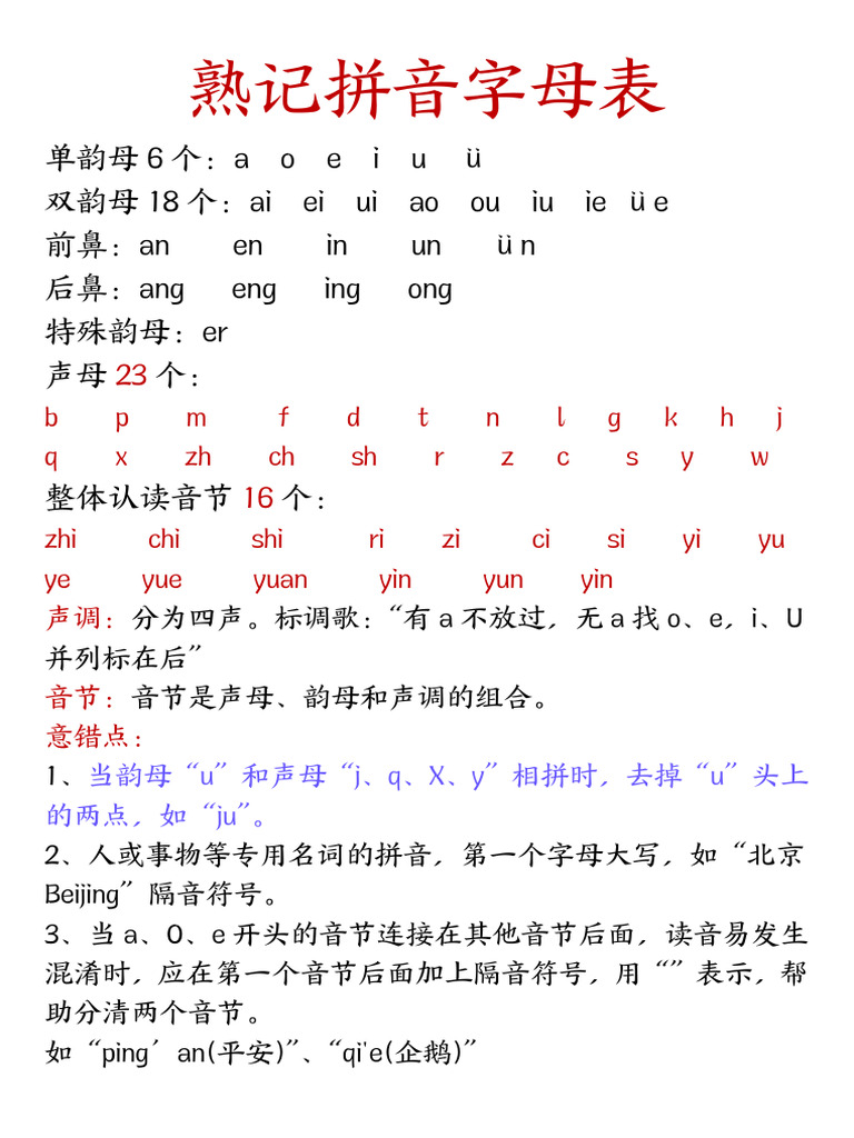 一年级语文拼音练习完整版| PDF