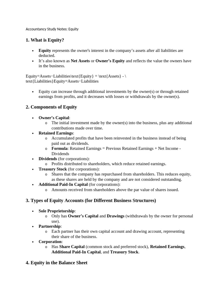 Understanding Equity in Accounting | PDF | Equity (Finance) | Retained ...