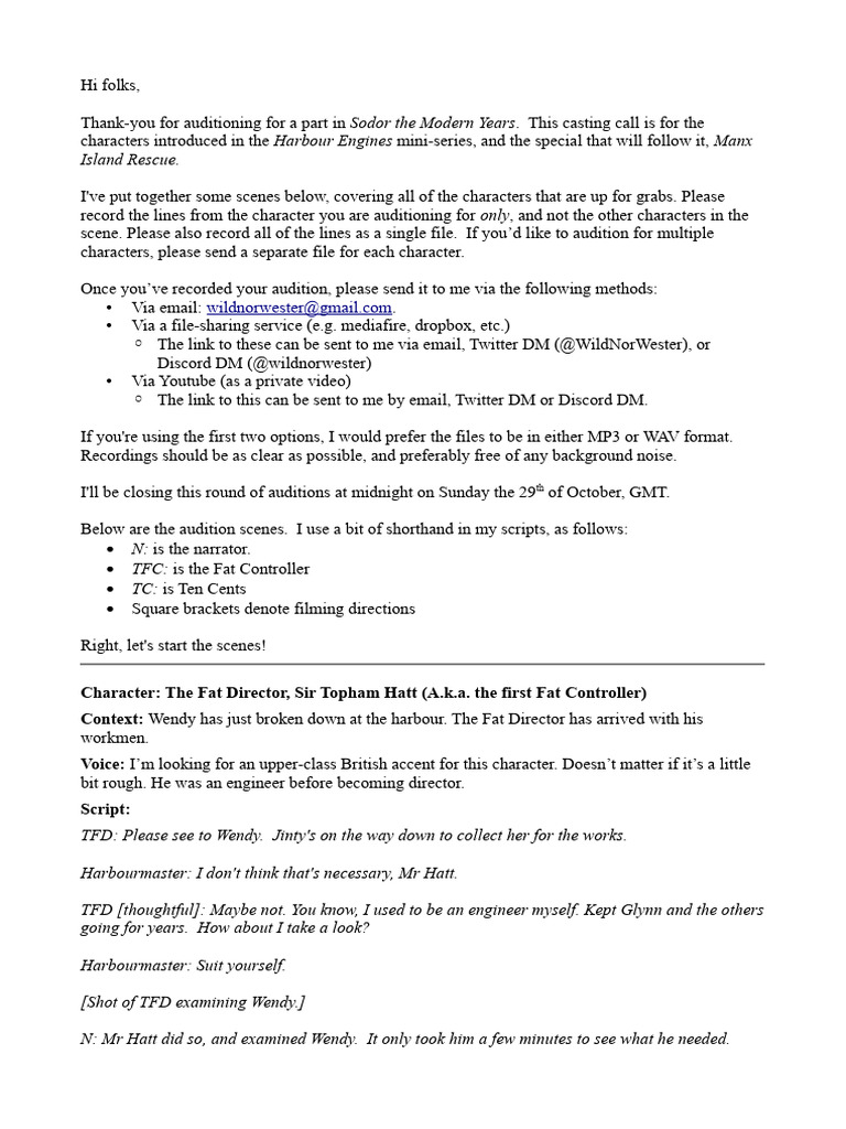 Casting Call - STMY HE | PDF