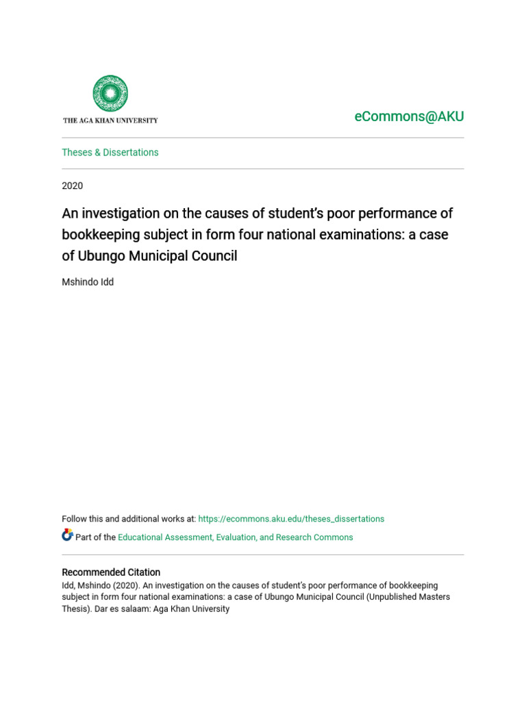 An Investigation On The Causes of Student - S Poor Performance of B ...