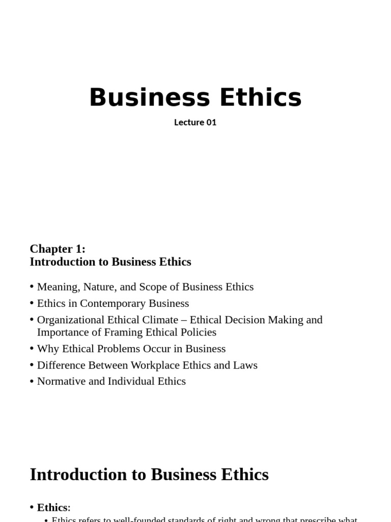 Lec 1 Business Ethics | PDF | Business Ethics | Business