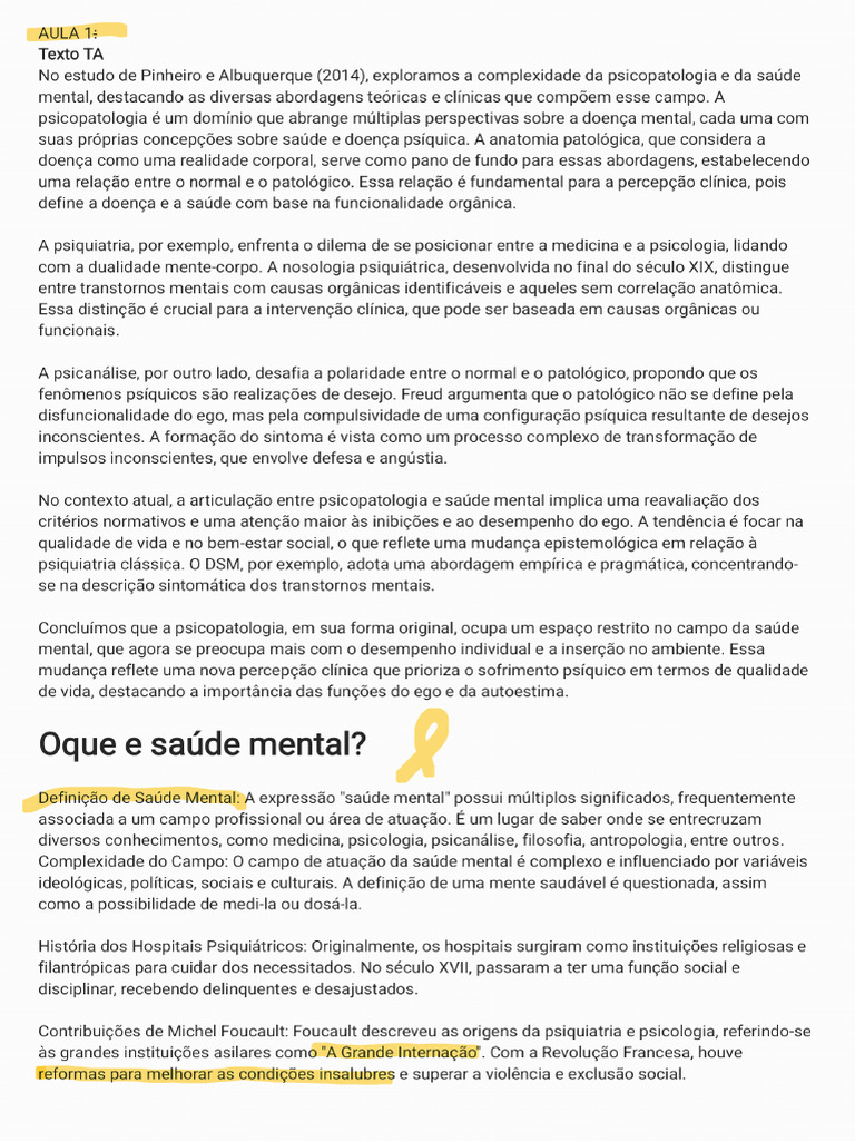 Resumo Psicopatologia Dinâmica - Rascunho | PDF