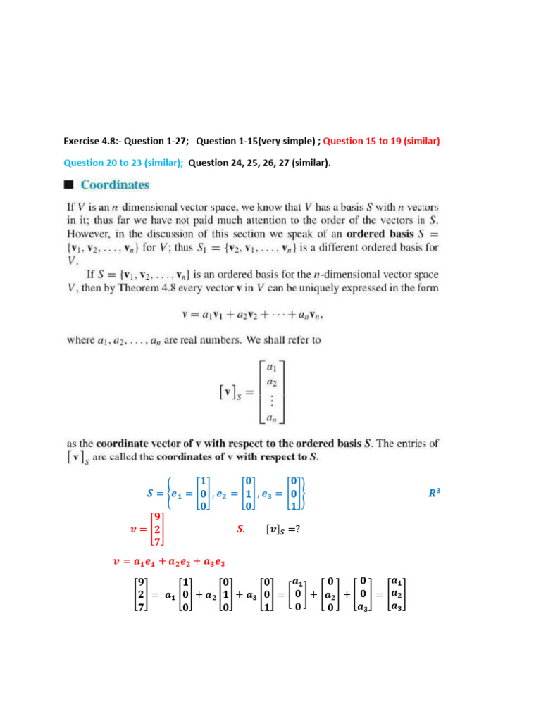 Updated Change of Basis 4.8 | PDF | Basis (Linear Algebra ...