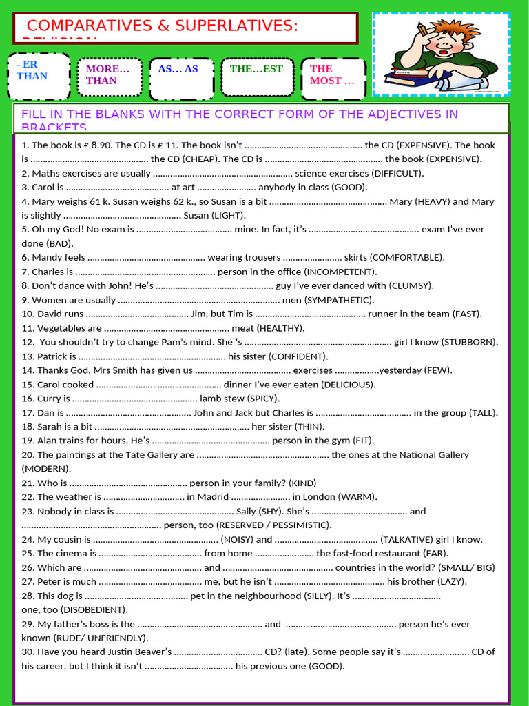 comparatives-superlatives-revision_68015 | PDF | Cuisine | Foods