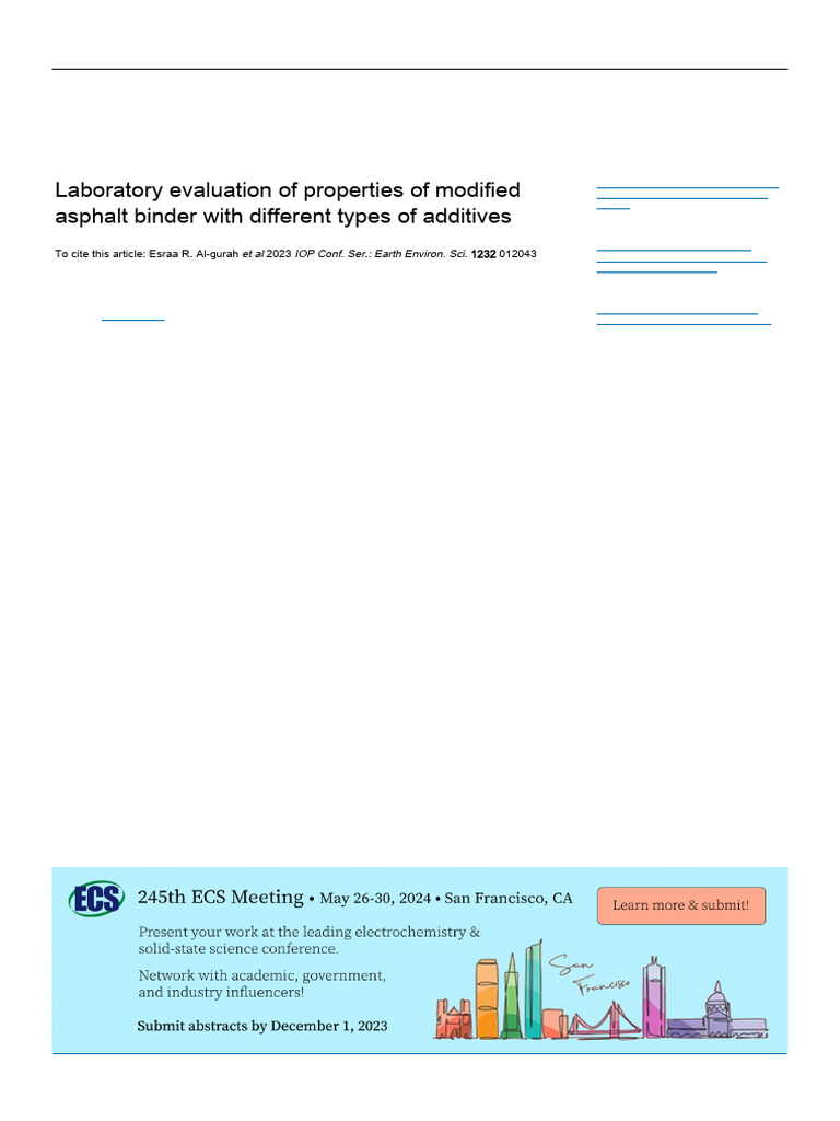 Laboratory Evaluation of Properties of Modified Asphalt Binder With ...