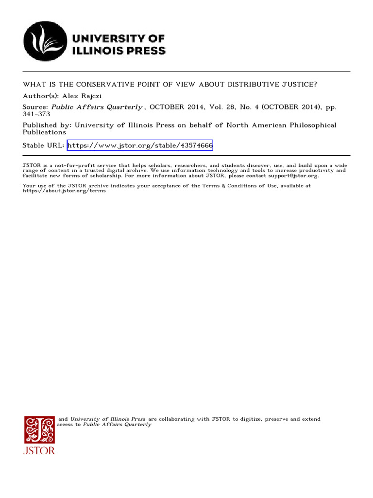 Rajczi CONSERVATIVEPOINTVIEW 2014 Distributive Justice | PDF | Justice ...