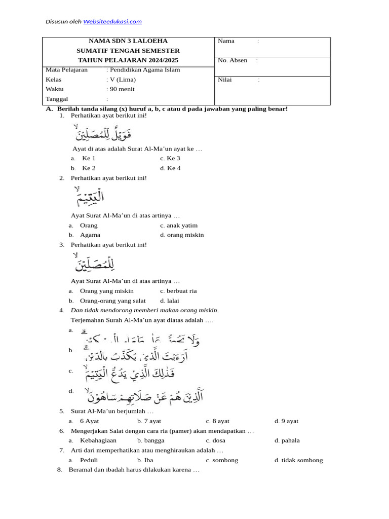 Soal Kelas 5 Sas Kurmer | PDF