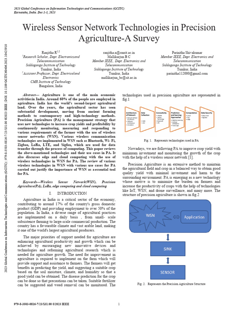 Wireless Sensor Networks in Precision Agriculture | PDF | Computer ...